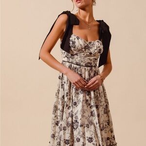 Floral Print Dress with Black Accents